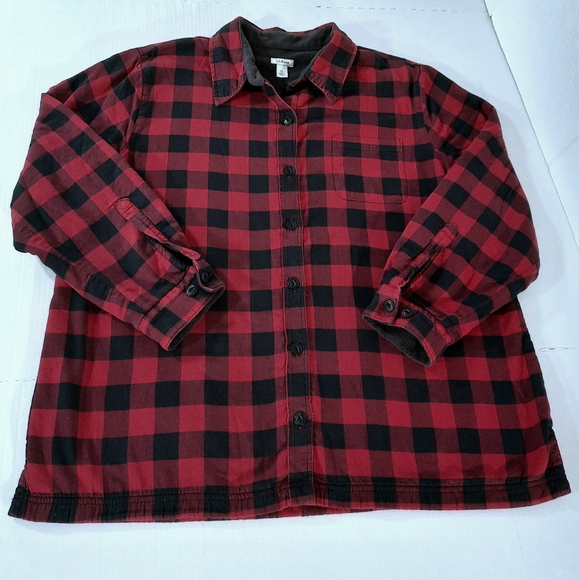LL Bean Buffalo Plaid Fleece Lined Shirt Jacket - Picture 1 of 6
